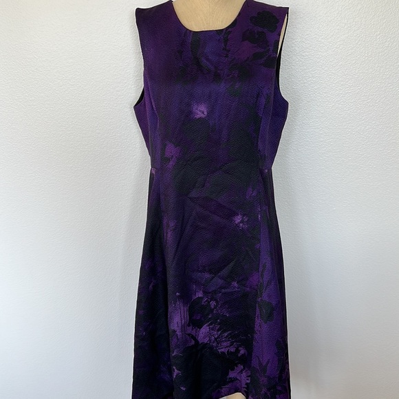 N Natori Women's Abstract Floral Jacquard A Line Dress Purple Size 14 - Picture 3 of 10